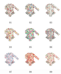 Preciosos trajes de baño florales con volantes para bebés, niños pequeños y niñas, con cremallera, de manga larga. - Product Image 6