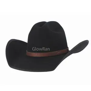 Vente en gros 100% Chapeaux de cowboy pour femmes en feutre de laine rouge western américain avec logo personnalisé