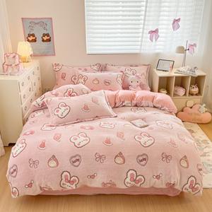 Housse de <span class=keywords><strong>couette</strong></span> en <span class=keywords><strong>polaire</strong></span> et flanelle à <span class=keywords><strong>double</strong></span> <span class=keywords><strong>face</strong></span> avec motif flocon de neige 3D, ensemble imprimé 3 pièces - Product Image 5