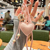 Sac à main miniature en cuir tressé à la main de haute qualité en forme de cœur, cadeau de la Saint-Valentin pour les couples, porte-clés multifonctionnel