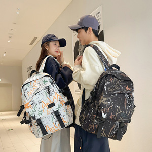 <b>Backpack</b> Women's Cool L Capacity Graffiti Men's Travel College Students Male Junior High School Students Schoolbag - Product Image 1