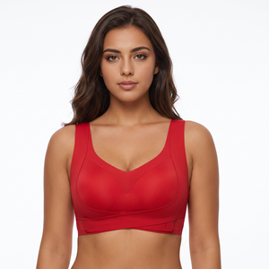 女性用ワイヤレススポーツブラ ワインレッド シームレスモールドカップ レディースインナー XXL 高品質ランジェリー - Product Image 1