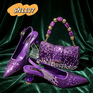 Set di <span class=keywords><strong>Borse</strong></span> e Scarpe Coordinate Rosa 2026, Alta Qualità, Sandali di Lusso alla Moda, Pochette con Diamanti per Donne, <span class=keywords><strong>Borse</strong></span> da Sera con Catena - Product Image 4