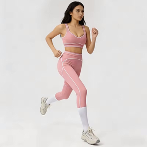 2026 Summer Women's Solid Gym Suit High Waisted <b>Seamless</b> <b>Leggings</b> Short Yoga Tops Casual Sports Bra Bow Skinny Fit Stretchy - Product Image 5