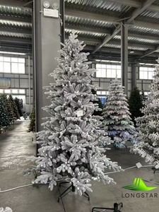 Sapin de Noël artificiel pré-éclairé de qualité supérieure avec texture de neige moelleuse, sapin de Noël floqué de neige pour la décoration de fête festive - Product Image 3