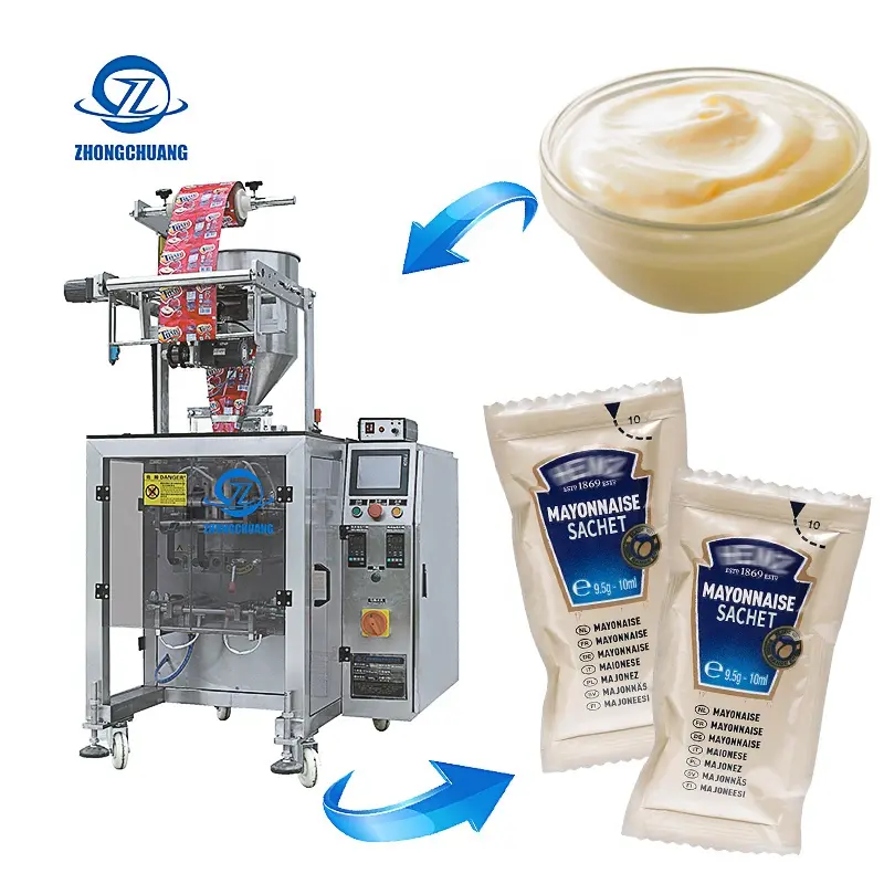 Zhongchuang Envasadora Verticale 4 Side Seal Automatische Shampoo Mayonaise Chocolade Vloeibare Vulling Zakje Mosterd Verpakkingsmachine