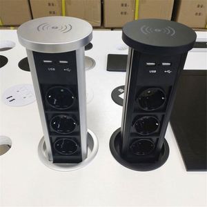 Presse d'alimentation hydraulique 3 voies française <span class=keywords><strong>E</strong></span> U Pop up prise de bureau prise de charge sans fil de cuisine motorisé<span class=keywords><strong>e</strong></span> avec 2 ports USB - Product Image 5