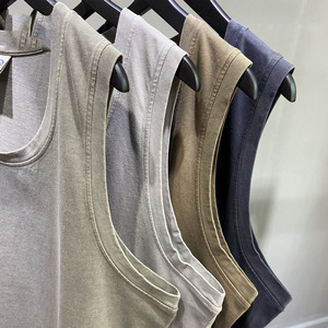 High Fashion Breathable Knitted Casual Oversized Pullover Lux <b>Men</b> <b>Singlet</b> 100% Cotton Solid Pattern 160g - Product Image 2