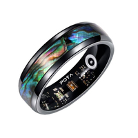 Bague intelligente POYA en promotion, 8 mm, noire, avec incrustation d'opale rouge galaxie, feuille d'or et coquille d'ormeau, bague unique pour homme, ajustement confortable
