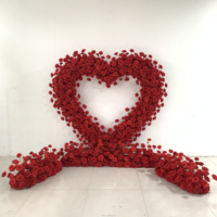 Décor de mariage : Arche métallique pliable en forme de cœur avec roses rouges véritables, écologique, pour intérieur/extérieur, hauteur 7-8 pieds