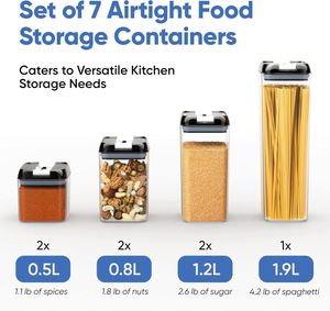7 Pieces BPA Free Eco-Friendly Plastic Cereal Containers Lock Lids Airtight Dustproof Multifunction Food Storage Containers - Product Image 2