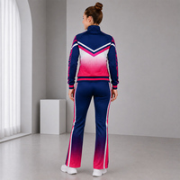 Ensemble de survêtement de cheerleading personnalisé bleu marine et rose dégradé pour filles, avec veste et pantalon Chevron, anti-humidité, OEM