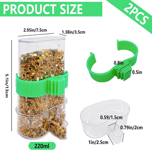 Dispensador <span class=keywords><strong>de</strong></span> agua para loros <span class=keywords><strong>de</strong></span> pájaros, contenedor <span class=keywords><strong>de</strong></span> semillas para jaula, periquito, <span class=keywords><strong>bebedero</strong></span>, cacatúa, Alimentación automática para Lovebird Canary - Product Image 2