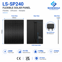 Panneau solaire flexible léger 240W, module PV mono ultra-fin étanche, chargeur solaire pour le camping, les camping-cars et les systèmes hors réseau