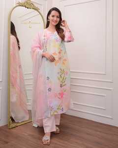 卸売供給インド & パキスタン服ロングクルティパンツとデュパッタ女性用女の子クルティドレス卸売用 - Product Image 5