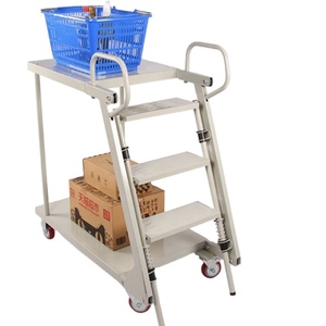 Escalera Plegable de <span class=keywords><strong>Metal</strong></span> con Ruedas y Barra de Seguridad - Product Image 1