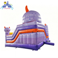 Château gonflable personnalisé violet pastel avec toboggan, château gonflable Alien, trampoline gonflable pour enfants