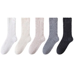 Chaussettes en laine pour femmes, vente en gros, logo personnalisé OEM, hiver, mi-mollet, thermiques, doublées polaire, épaisses, chaudes, confortables, à bordure lâche, chaussettes en laine - Product Image 6