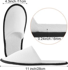 Chaussons jetables unisexes personnalisés 5 étoiles, économiques, de luxe, écologiques, certifiés, à bout fermé, lavables, en polaire corail blanc, pour usage hôtelier - Product Image 2