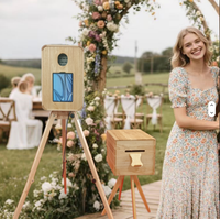 Photomaton rétro en bois YPT avec écran tactile de 18,5 pouces, compatible Wi-Fi et Bluetooth, iPad/appareil photo/smartphones, impression en libre-service
