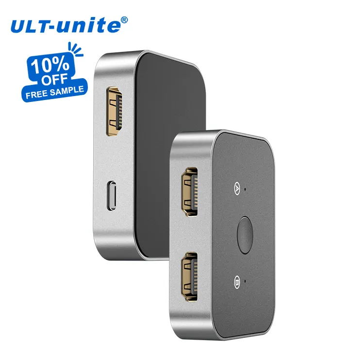 ULT-Union Splitter HDTV HDMI, 2x1 2 Port 2 In 1 Out 4K HDMI 2.0 8K60Hz Bi Directional Switch Splitter USB C Hub