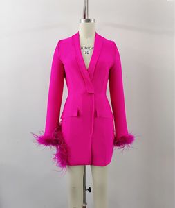 Chất Lượng Cao Sâu-V Dài Tay Áo Đa Năng Lông Băng Mùa Thu Đảng Mặc <span class=keywords><strong>Maxi</strong></span> Dresses Phụ Nữ - Product Image 3