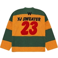 Pull personnalisé avec logo pour homme, pull décontracté en tricot avec patchs brodés, pull en jersey tricoté, pull de hockey en crochet pour homme