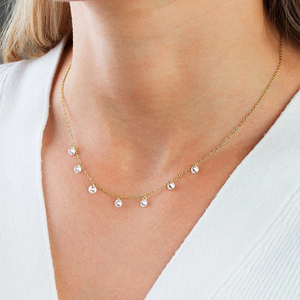 Collar de Plata de Ley S925 ROXI Gold, Collar de Clavícula con Diamantes Apilados de Lujo, Collar de Plata para Mujer - Product Image 3