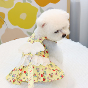 子犬用ハーネスとリードセット、犬用ドレスシャツ、ペット服スカート、チワワ、テディ犬用ハーネスドレスとリード - Product Image 4