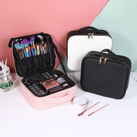 Tas Penyimpanan Artis Portabel, dengan Partisi Perjalanan Makeup Kereta Organizer Kasus Makeup untuk Aksesori