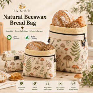 Sacs à <span class=keywords><strong>pain</strong></span> lavables personnalisables avec logo pour boulangerie, en tissu réutilisable doublé <span class=keywords><strong>de</strong></span> cire d'abeille, pour <span class=keywords><strong>pain</strong></span> au levain, avec fermeture à pression, sacs à <span class=keywords><strong>pain</strong></span> en cire d'abeille sans droits <span class=keywords><strong>de</strong></span> douane - Product Image 3