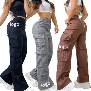 Pantaloni <span class=keywords><strong>Cargo</strong></span> da <span class=keywords><strong>Donna</strong></span> di Alta Qualità Larghi Casual a Tinta Unita, Elastici, Traspiranti e con Tasche Multiple - Product Image 1