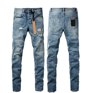 العلامة التجارية الجديدة الرجال مستقيم المتعثرة الجينز الجملة القطن الجينز زر جيوب خمر الشارع الشهير نمط الجينز - Product Image 2