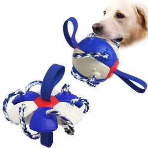 Interativo Pet Toy Futebol Dog com Grab Tabs Outdoor Dog Throw Fetch Training Soccer Bite Toss Balls Acessórios para cães