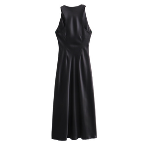 Vestido de Verano Informal de Seda Plisado sin Mangas en 9 Colores Sólidos para Mujer - Product Image 3