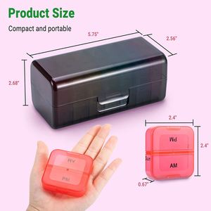 Nouvelle boîte à pilules hebdomadaire en plastique PP ABS, 7 couleurs, jour et nuit, avec logo personnalisé, 14 compartiments - Product Image 3