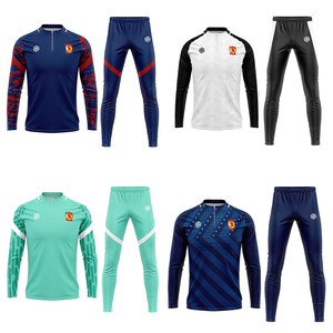 Tuta da Allenamento a Maniche Lunghe di Squadra di Calcio Slim Fit Casual da Uomo con Giacca e Pantaloni - Product Image 1