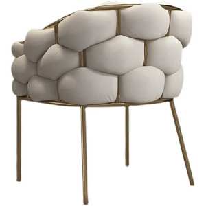 New Design Minimalist Restaurant Furniture <b>Armchair</b> Velvet Beige Tufted <b>Dining</b> Room Chair - Product Image 5