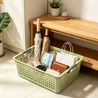 Panier de rangement rectangulaire en plastique à 3 tailles imbriquées avec poignées, bac de drainage pour jouets d'enfants, collations et articles ménagers divers