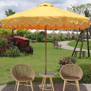 Glamping con bordo smerlato ombrellone giardino matrimonio moderno ombrellone esterno makramè parasole - Product Image 6