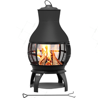 Vente flash Garife GM20115 Foyer extérieur rond en acier, cheminée, foyer, surface peinte haute température, bois de chauffage, jardin