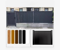Clôture de sécurité de jardin en acier galvanisé, style moderne et simple, noir, avec treillis et portails, traitement thermique, modélisation 3D