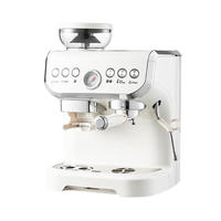 Mesin Kopi Semi-otomatis Tekanan Tinggi dengan Penggiling Uap, Warna Beige, Model EU Plug, Italia, Bahan Stainless Steel + ABS, Kapasitas 5-10 Cangkir