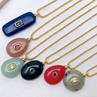 Nouveau pendentif en pierre naturelle, cristal bleu, agate noire, cristal de fraise, ellipse, triangle, carré