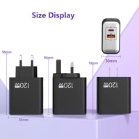 Chargeur rapide GaN 120W USB-C PD3.0 QC3.0 Super Vooc, adaptateur de charge rapide 30W, prise US EU UK pour OPPO Vivo