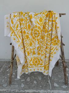 Handmade Cotton Suzani <b>Quilt</b> Floral Embroidered <b>Bedspread</b> Cozy Bohemian Interior Throw - Product Image 1