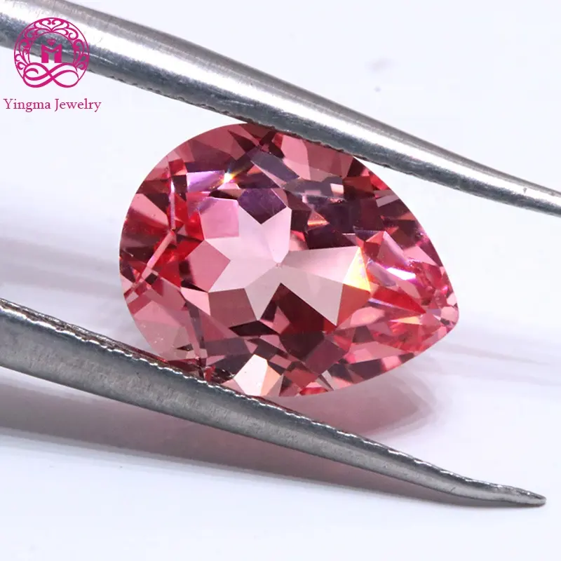 Yingma Loose Gemstones Fancy Color Lab Created Sapphire Pear Cut Lab Grown Pink Sapphire for Jewelry Making