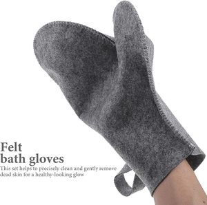 Guantes de ducha de fieltro al por mayor China-Depurador de fieltro seguro para la piel-Manopla de limpieza de baño reutilizable Venta a granel - Product Image 1