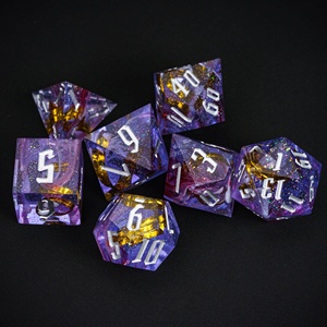 Cho udixi tùy chỉnh đa diện nhựa <span class=keywords><strong>RPG</strong></span> xúc xắc thiết lập Ruy Băng Vàng với cạnh sắc nét cho ngục tối và rồng - Product Image 2