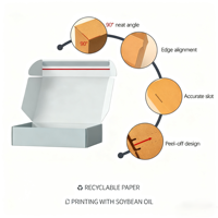Boîte pliable pour avion avec bande de déchirement pré-collée, ruban adhésif double face intégré, carton ondulé pour l'emballage de produits e-commerce